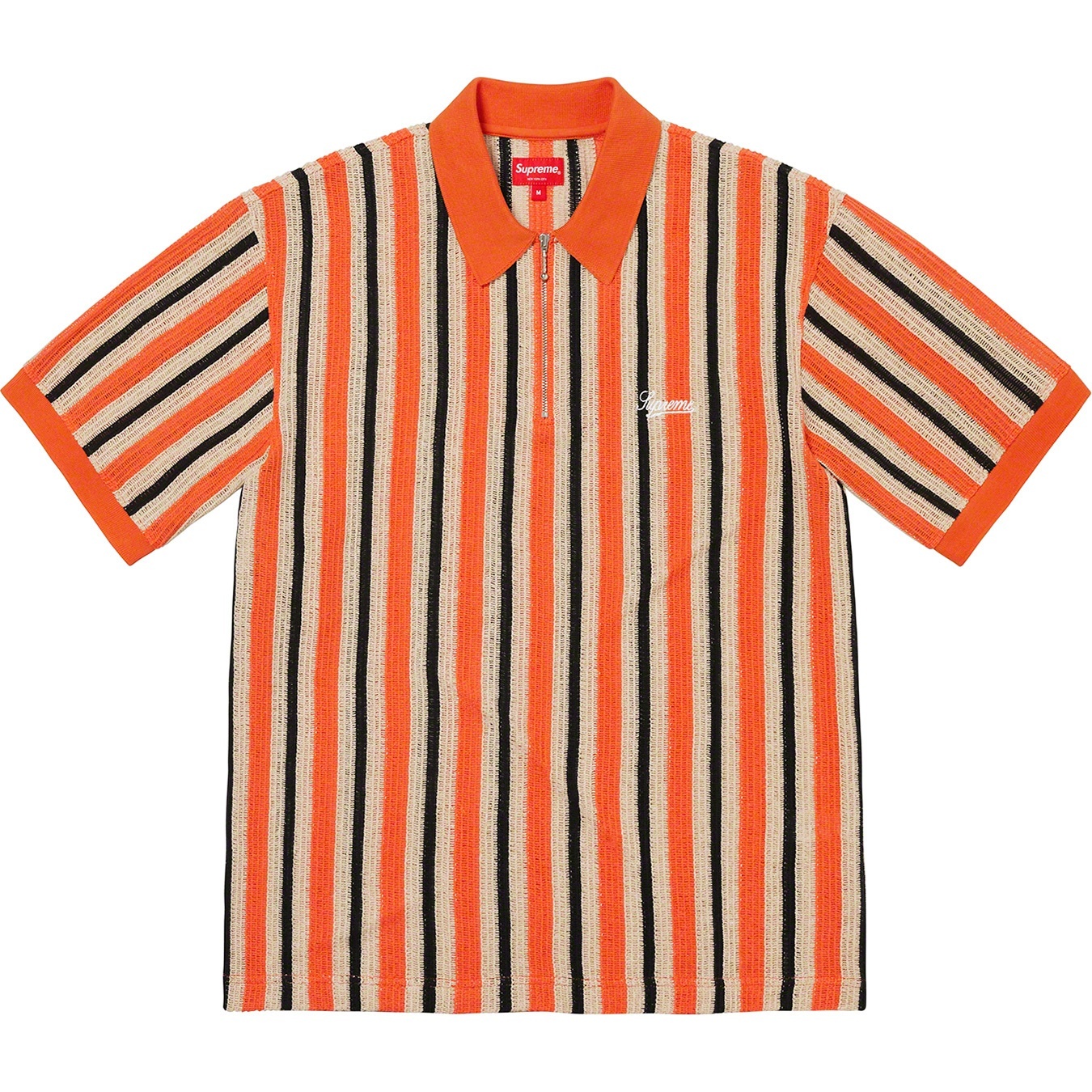 Open Knit Stripe Zip Polo view 3